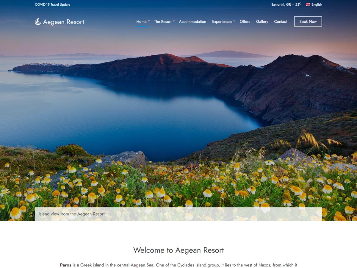 Desktop screenshot of Aegean Resort WordPress theme
