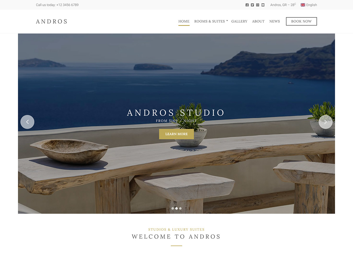 Desktop screenshot of Andros WordPress theme