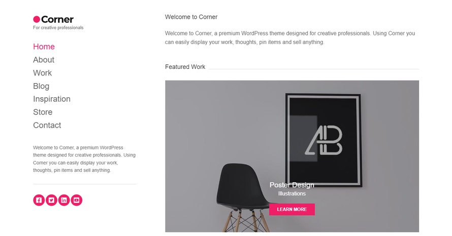 Corner 1.1.1 is available for download WordPress template