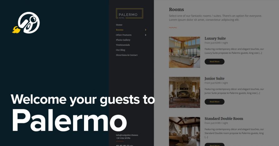 Welcome your guests to Palermo WordPress template