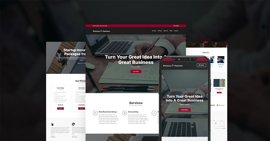 Create an awesome one page site with the new Potenza WordPress template