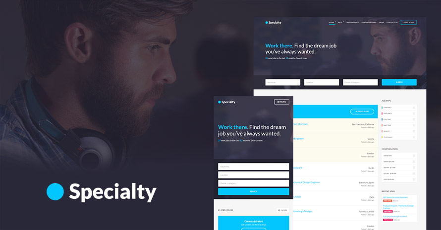 Create your next job board with Specialty WordPress template